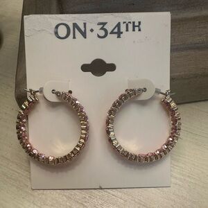 ON 34th Pink and Gold Hoop Earrings